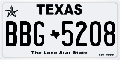 TX license plate BBG5208