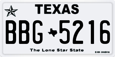 TX license plate BBG5216