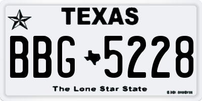 TX license plate BBG5228