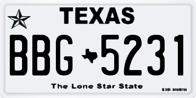 TX license plate BBG5231