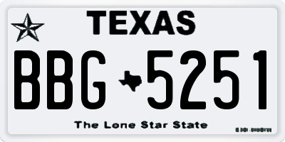 TX license plate BBG5251
