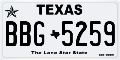 TX license plate BBG5259