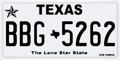 TX license plate BBG5262