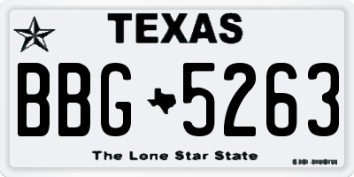 TX license plate BBG5263