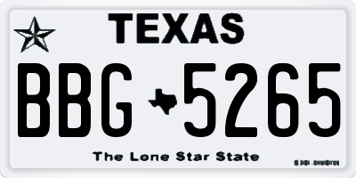 TX license plate BBG5265