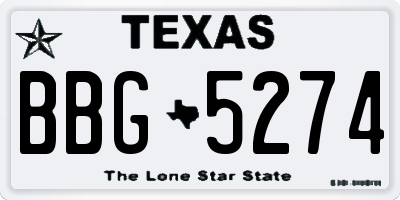 TX license plate BBG5274