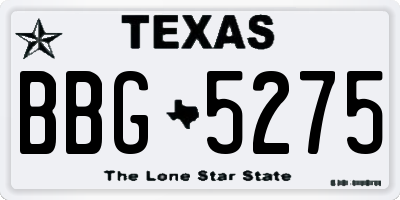 TX license plate BBG5275