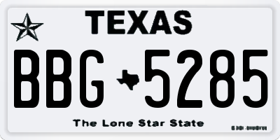 TX license plate BBG5285