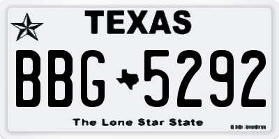 TX license plate BBG5292