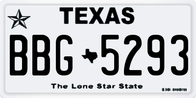 TX license plate BBG5293
