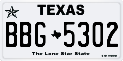 TX license plate BBG5302