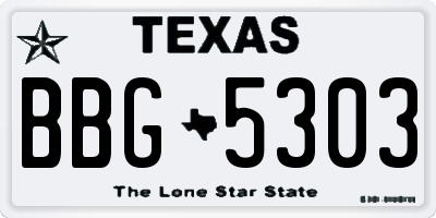 TX license plate BBG5303