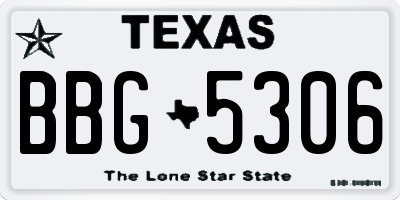 TX license plate BBG5306