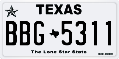 TX license plate BBG5311