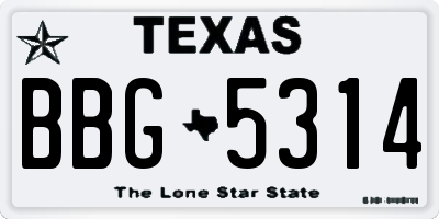 TX license plate BBG5314