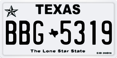 TX license plate BBG5319