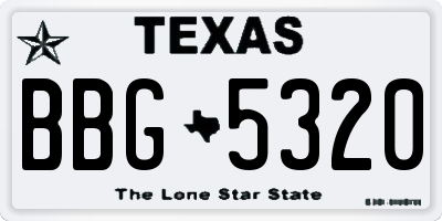 TX license plate BBG5320