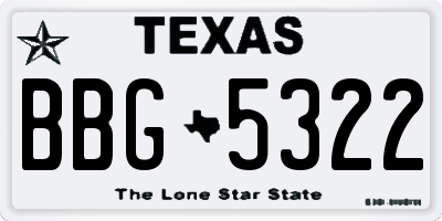 TX license plate BBG5322
