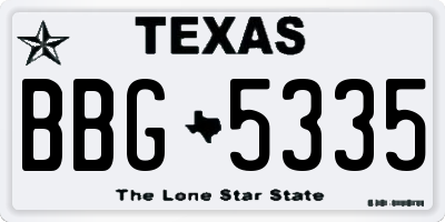 TX license plate BBG5335