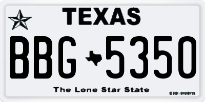 TX license plate BBG5350