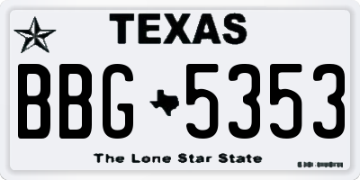 TX license plate BBG5353