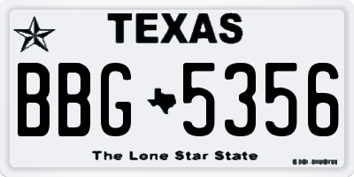 TX license plate BBG5356