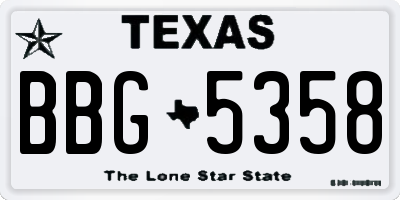 TX license plate BBG5358