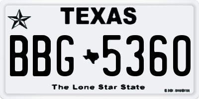 TX license plate BBG5360