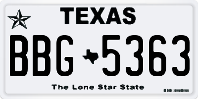 TX license plate BBG5363