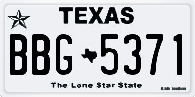 TX license plate BBG5371