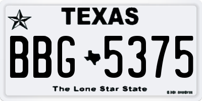 TX license plate BBG5375