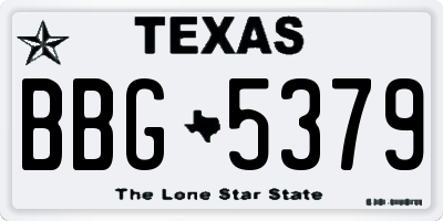 TX license plate BBG5379