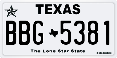 TX license plate BBG5381