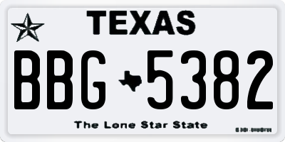 TX license plate BBG5382