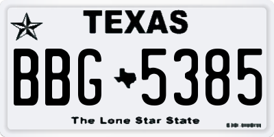 TX license plate BBG5385
