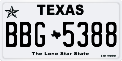 TX license plate BBG5388