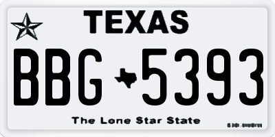 TX license plate BBG5393