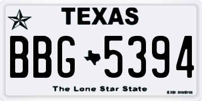 TX license plate BBG5394