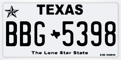 TX license plate BBG5398