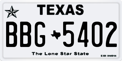 TX license plate BBG5402