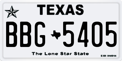 TX license plate BBG5405