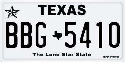 TX license plate BBG5410