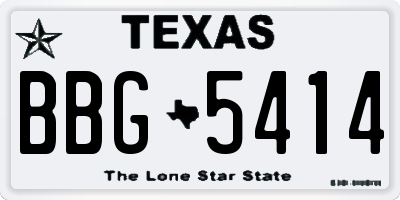 TX license plate BBG5414