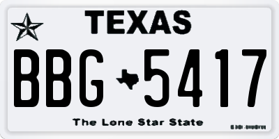 TX license plate BBG5417