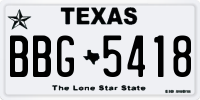 TX license plate BBG5418