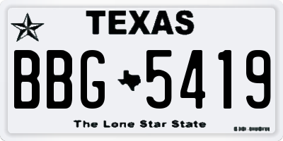 TX license plate BBG5419