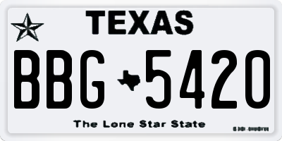 TX license plate BBG5420