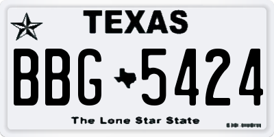 TX license plate BBG5424