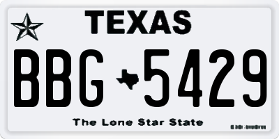 TX license plate BBG5429