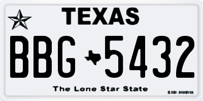 TX license plate BBG5432